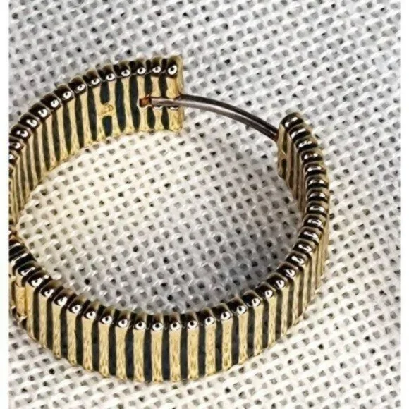 Gorjana Hoop Earrings Catalina Enamel 18k Gold Plated Navy Striped - Picture 7 of 13